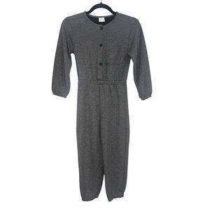 ZARA Girls 10 Jumpsuit Gray Knit Ribbed Button Front One Piece